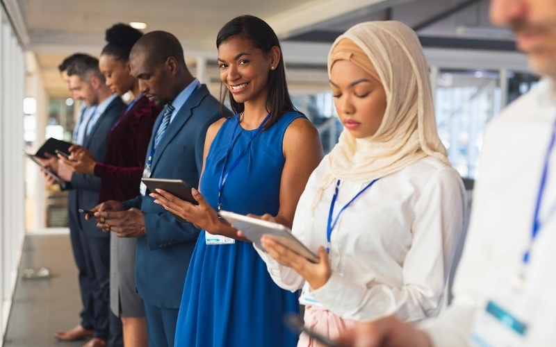 Diverse group of professionals together