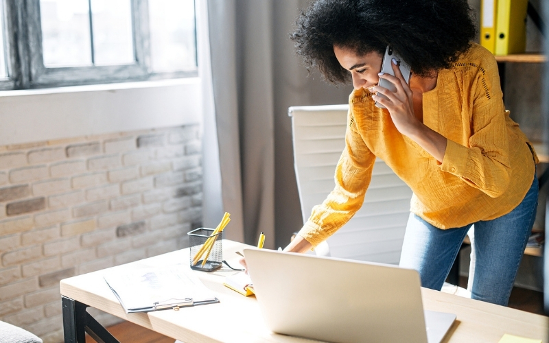 young black woman working from home